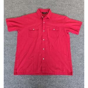 Vintage Corzini Pearl Snap Shirt Mens 1X Red Western Wear Paisley Rodeo Cowboy